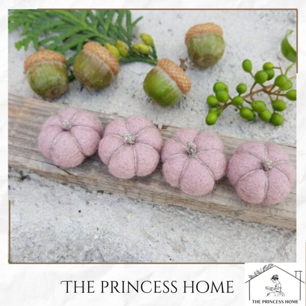 Dusty Pink Wool Pumpkins